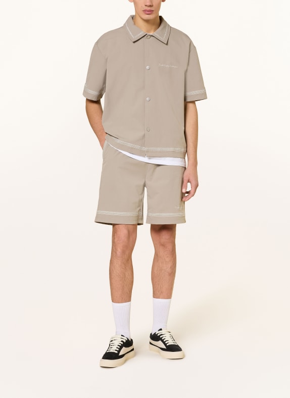 don't waste culture Korte mouwen overhemd BENOKA Comfort Fit TAUPE / WIT