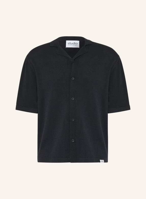studio seidensticker Pletená košile Regular Fit ČERNÁ