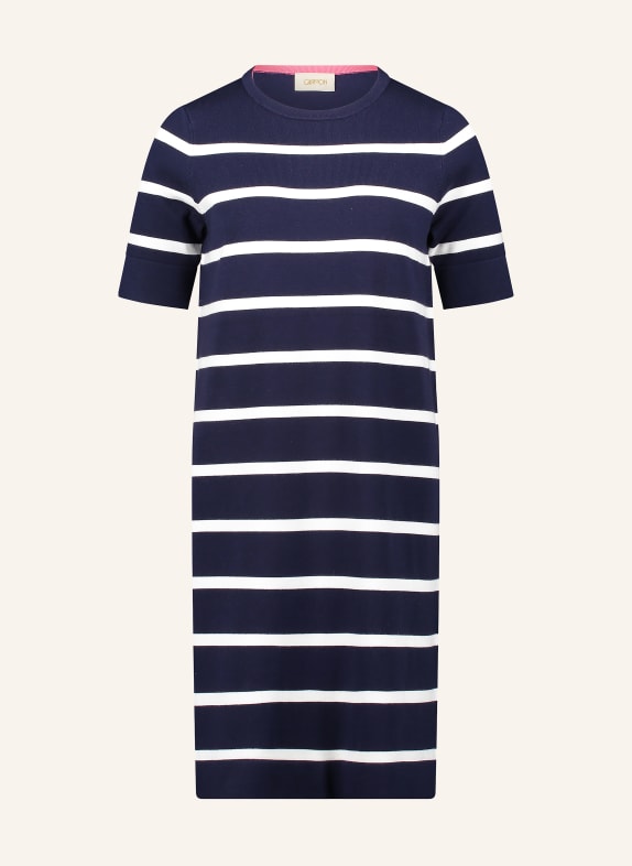 CARTOON pletené šaty TMAVĚ MODRÁ / BÍLÁ