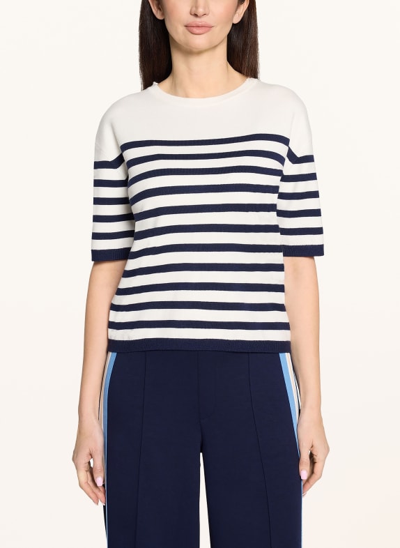 CARTOON gebreid shirt WIT / DONKERBLAUW