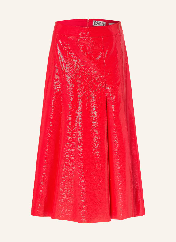 ESSENTIEL ANTWERP Faltenrock in Lederoptik ROT
