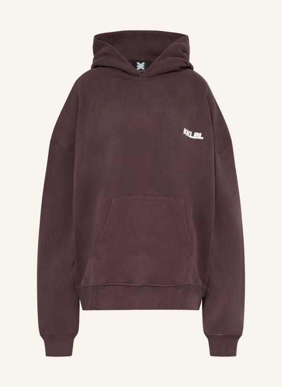 KARO KAUER Oversized mikina s kapucí HNĚDÁ / BÍLÁ