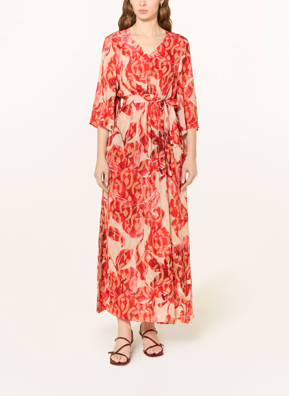 ELENA MIRO Šaty s 3/4 rukávem ČERVENÁ / BÉŽOVÁ