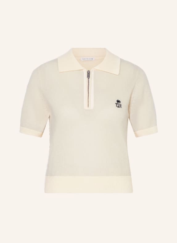 TRUE RELIGION Strick-Poloshirt AMARA aus Cashmere BEIGE / SCHWARZ