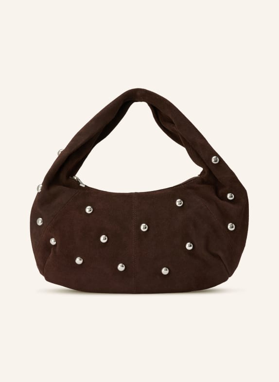 NÚNOO ALMA shoulder bag with studs DARK BROWN / SILVER