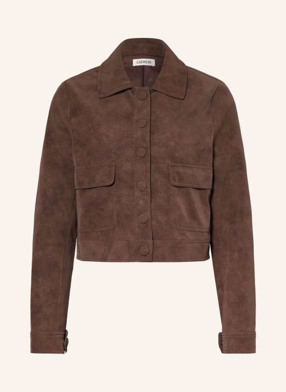 LADNERI Bunda DARCIE v koženém vzhledu TMAVĚ HNĚDÁ