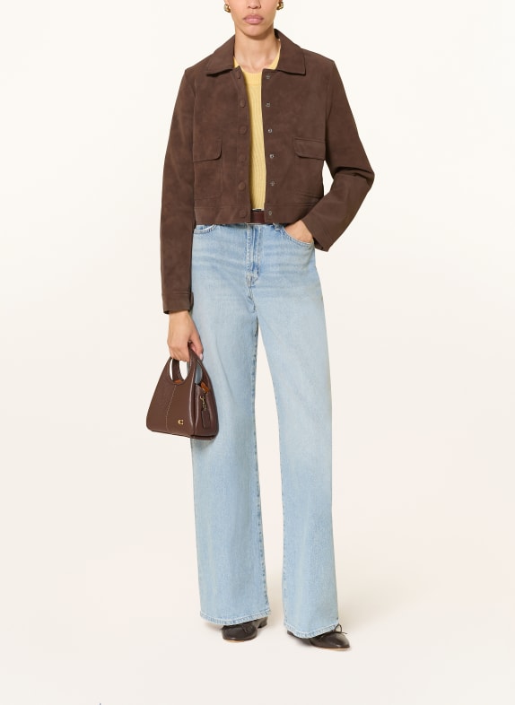 LADNERI Bunda DARCIE v koženém vzhledu TMAVĚ HNĚDÁ