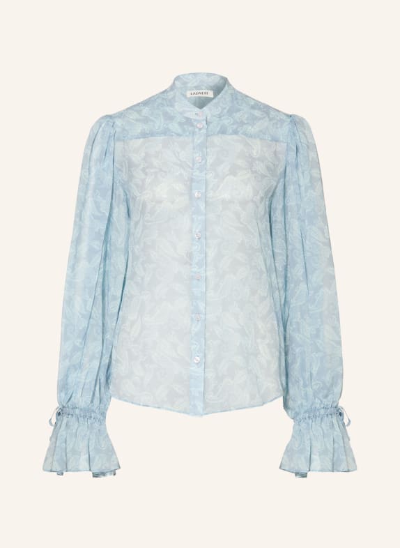 LADNERI Hedvábná halenka ELISE ČERNOŠEDÁ / TMAVĚ MODRÁ