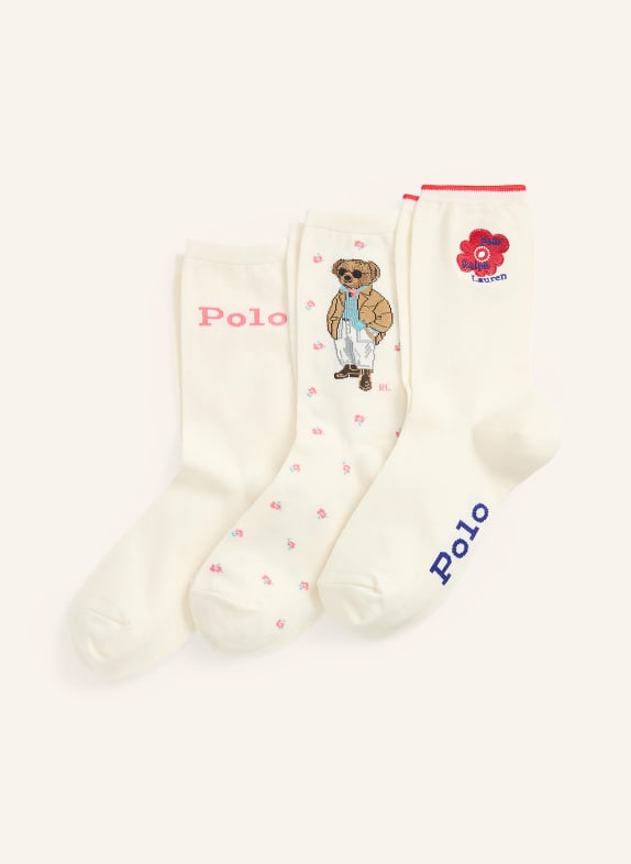POLO RALPH LAUREN 3er-Pack Strümpfe ECRU / ROT / BLAU