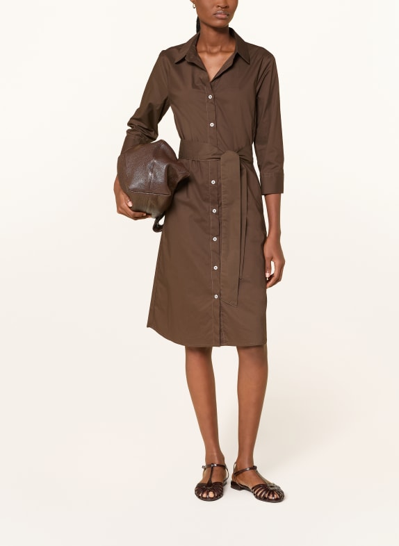 rossana diva Robe chemisier à manches 3/4 MARRON