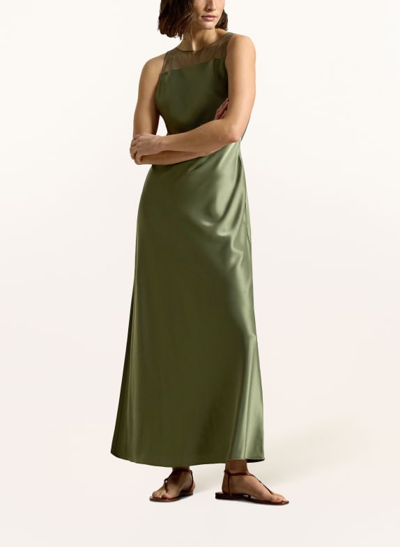 POLO RALPH LAUREN saténové šaty OLIVOVÁ
