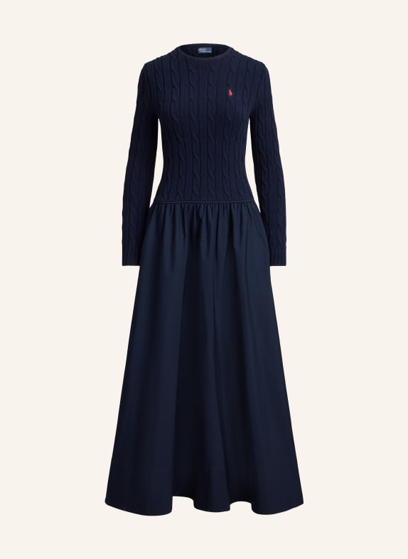 POLO RALPH LAUREN Kleid im Materialmix DUNKELBLAU
