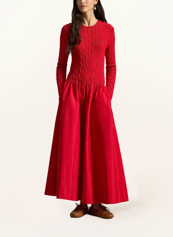 POLO RALPH LAUREN Šaty z kombinace materiálů ČERVENÁ