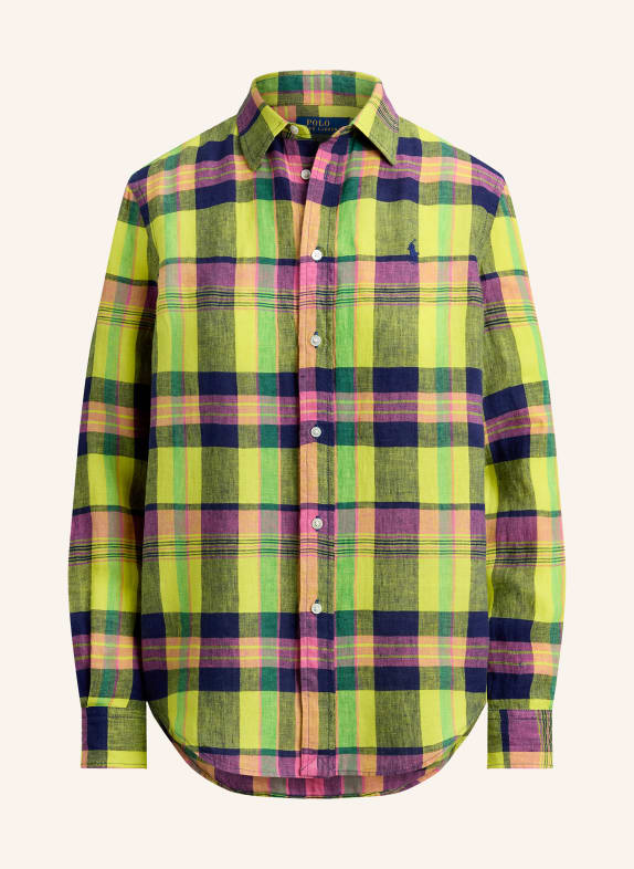 POLO RALPH LAUREN Lněná košile ZELENÁ / TMAVĚ FIALOVÁ / TMAVĚ MODRÁ