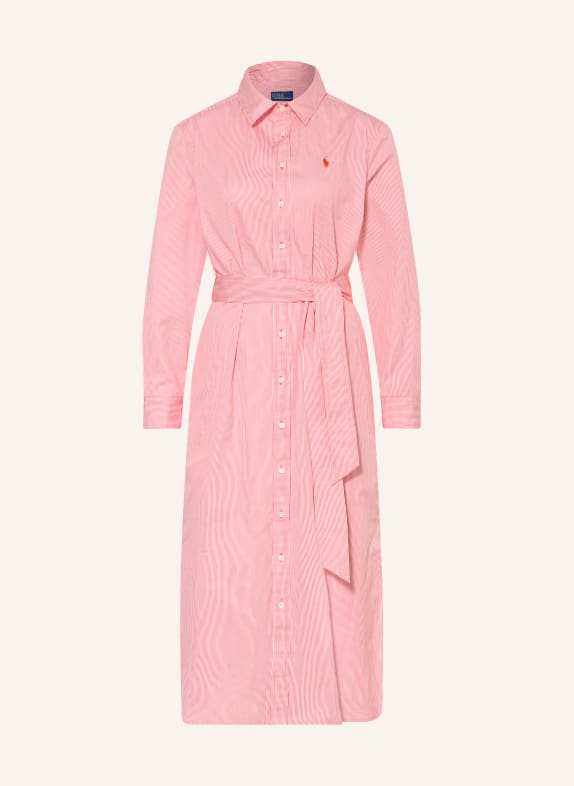 POLO RALPH LAUREN Košilové šaty ČERVENÁ / BÍLÁ