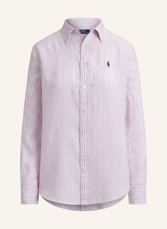 POLO RALPH LAUREN Linen shirt blouse LIGHT PURPLE / WHITE