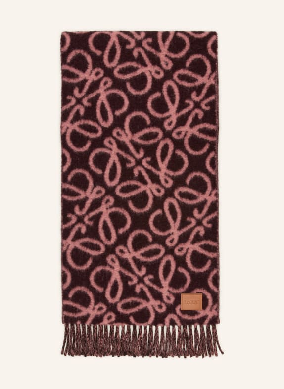 LOEWE Schal ANAGRAM mit Alpaka DUNKELBRAUN / ALTROSA