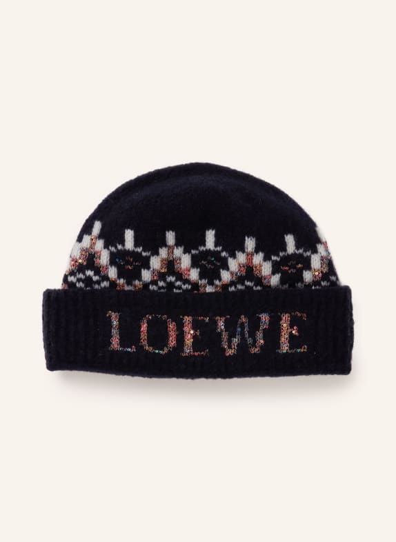 LOEWE Mütze mit Pailletten DUNKELBLAU / ROSÉGOLD / HELLGRAU