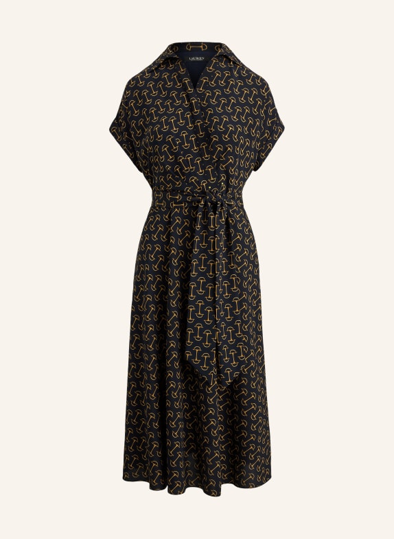 LAUREN RALPH LAUREN Šaty s překříženým výstřihem TMAVĚ MODRÁ / ZLATÁ