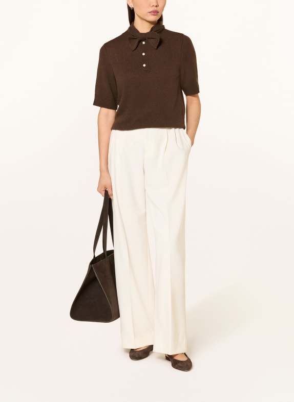 darling harbour Strickshirt mit Cashmere und Schluppe DARK BROWN