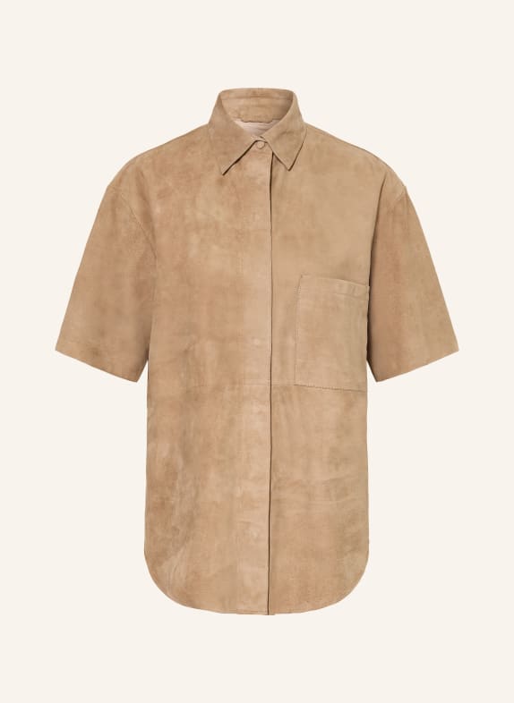 MRS & HUGS Košile z kůže ČERNOŠEDÁ