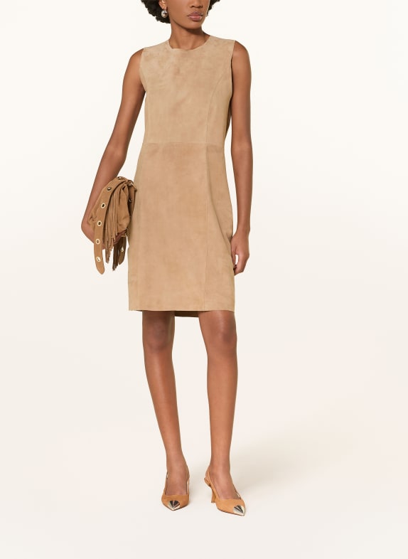 MRS & HUGS skórzana sukienka CAMELOWY