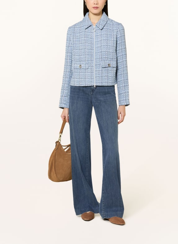 Betty Barclay Tweed jasje met kraag LICHTBLAUW / LICHTBRUIN / CRÈME