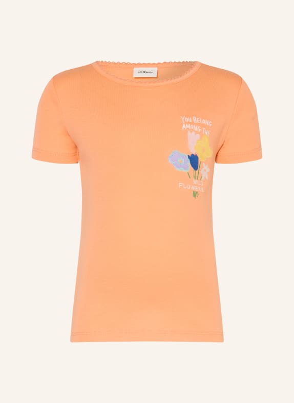 s.Oliver RED T-Shirt mit Pailletten HELLORANGE / GELB / WEISS