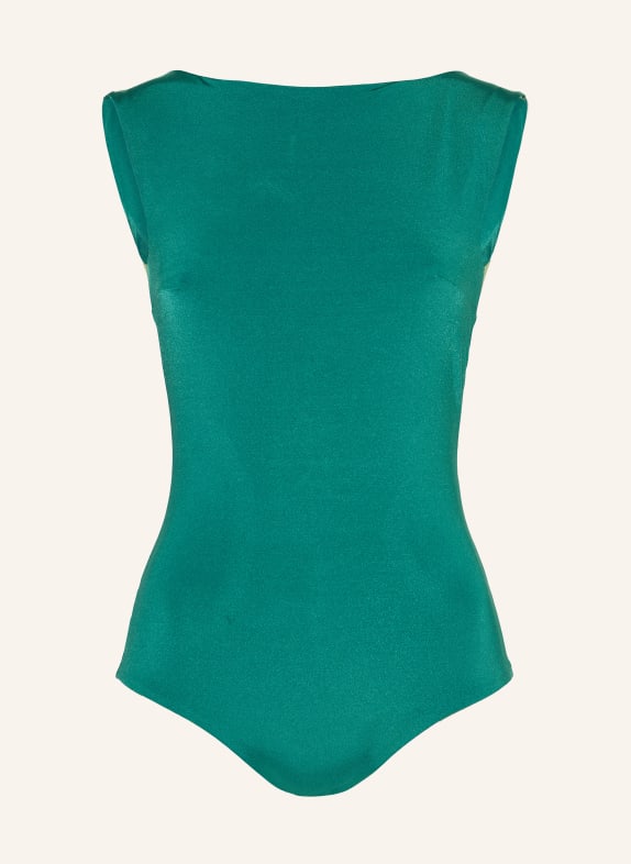 MYMARINI High-Neck-Badeanzug SEABODY SHINE zum Wenden mit UV-Schutz 50+ PETROL / GOLD / HELLGRÜN