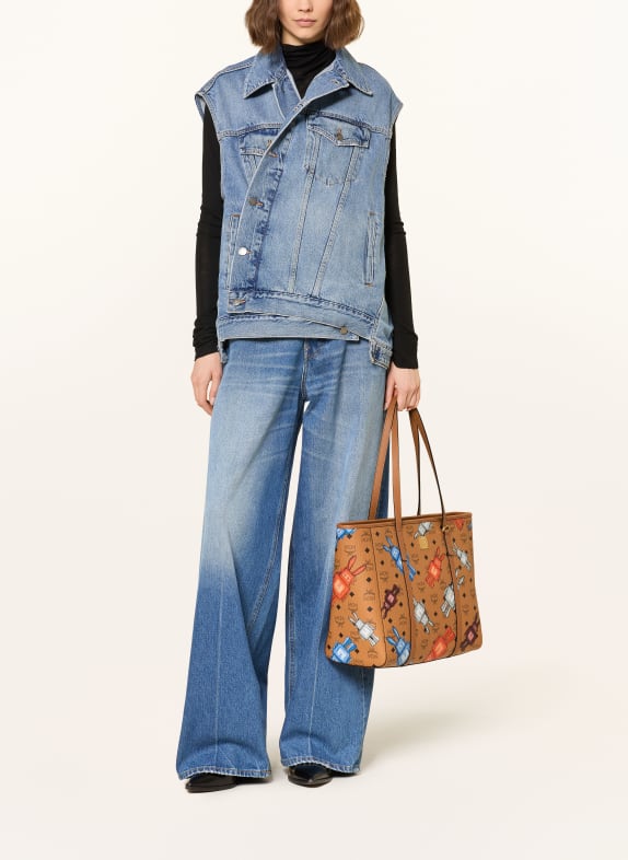 MCM Sac cabas TONI MEDIUM COGNAC / ORANGE / BLEU FONCÉ