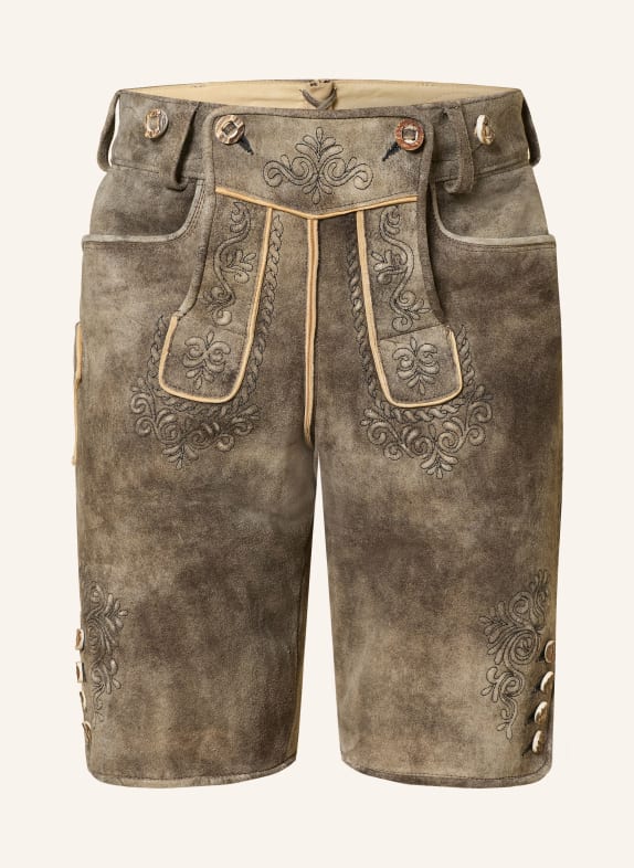 BECKERT Skórzane spodnie ludowe TRAUNSTEIN BRĄZOWY / SZAROBRĄZOWY