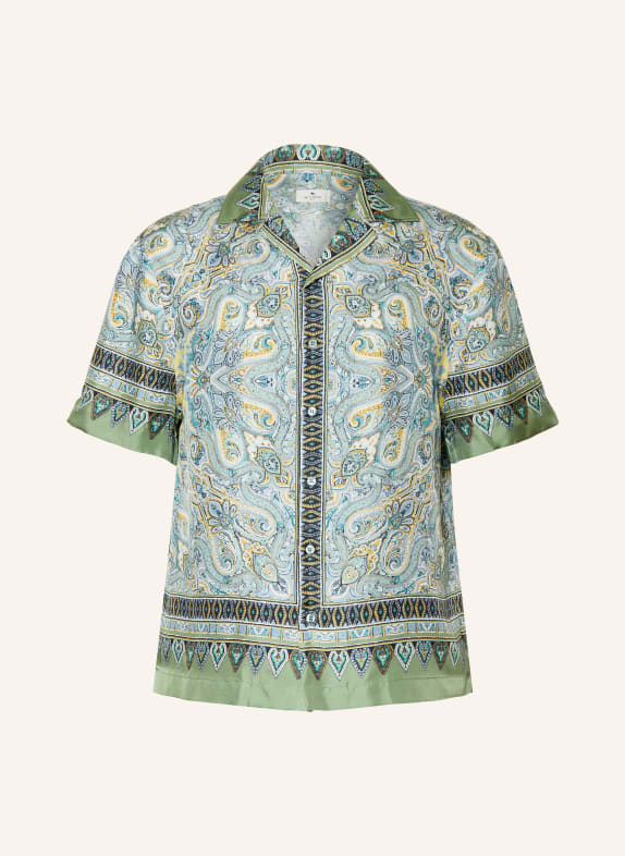 ETRO Comfort fit silk resort shirt BLUE GRAY / OLIVE