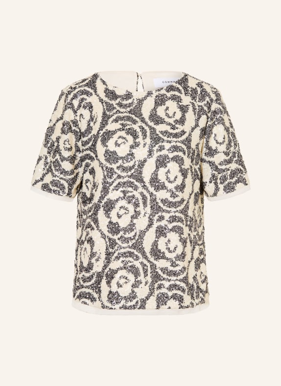 comma Chemisier à paillettes CRÈME / BLEU FONCÉ