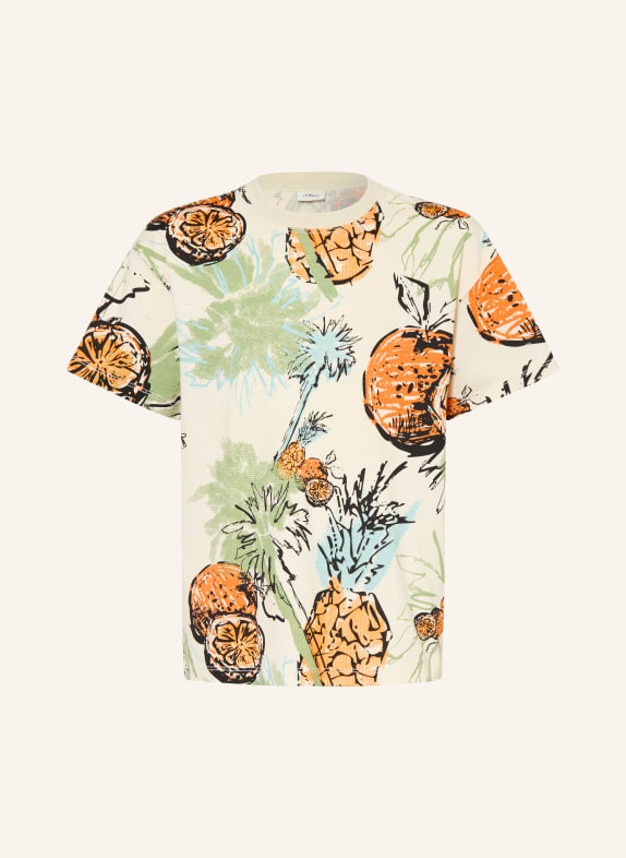 s.Oliver RED T-Shirt ECRU / NEONORANGE / HELLGRÜN