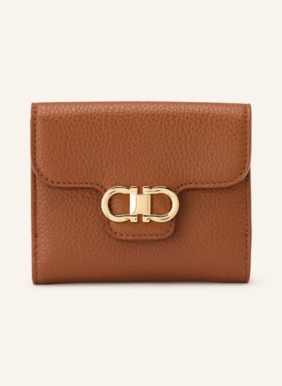 FERRAGAMO GANCIO wallet COGNAC / GOLD