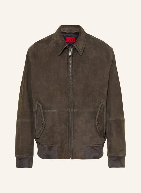 HUGO Lederblouson LEMAI DUNKELGRAU