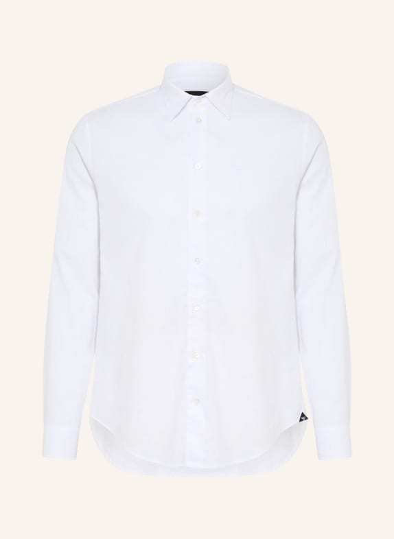 EMPORIO ARMANI Hemd Comfort Fit mit Leinen WEISS