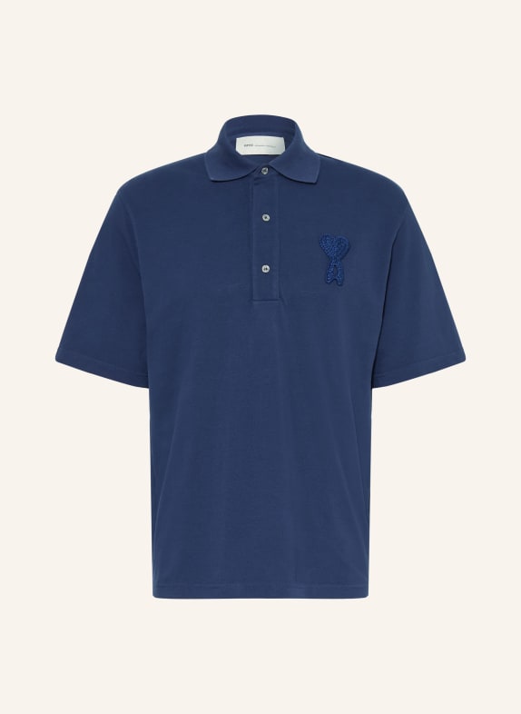 AMI PARIS piqué polo shirt DARK BLUE