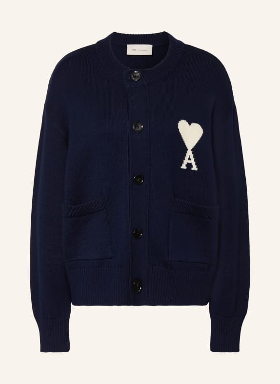 AMI PARIS cardigan BLEU FONCÉ / BLANC