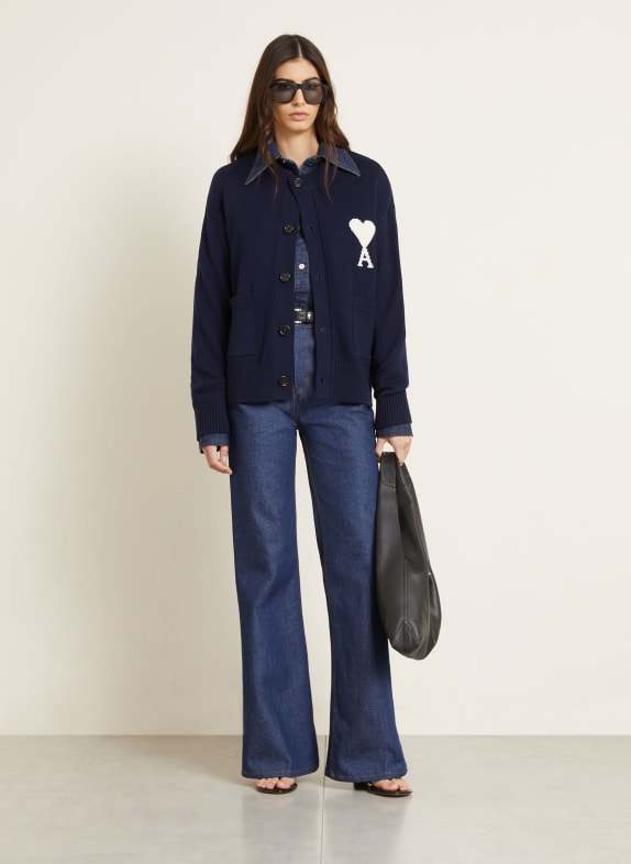AMI PARIS vest DONKERBLAUW / WIT
