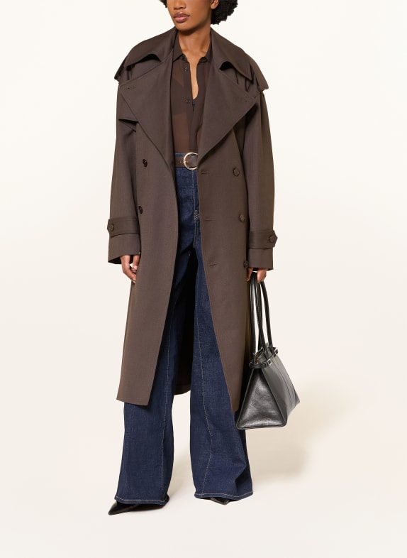 The Frankie Shop Trenchcoat DURSLEY TMAVĚ HNĚDÁ