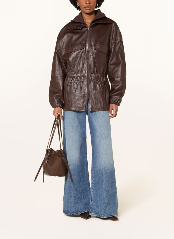 The Frankie Shop Veste en cuir CARNABY MARRON FONCÉ