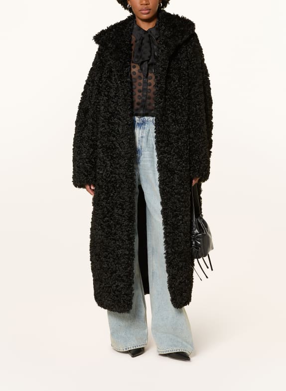 The Frankie Shop Manteau en fourrure synthétique RAVELLO NOIR