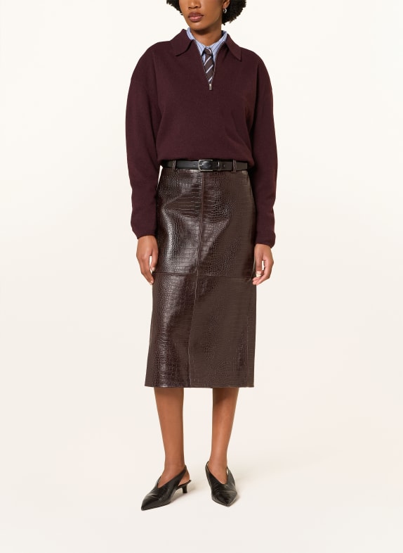 The Frankie Shop Leren rok TANEY MARRON FONCÉ