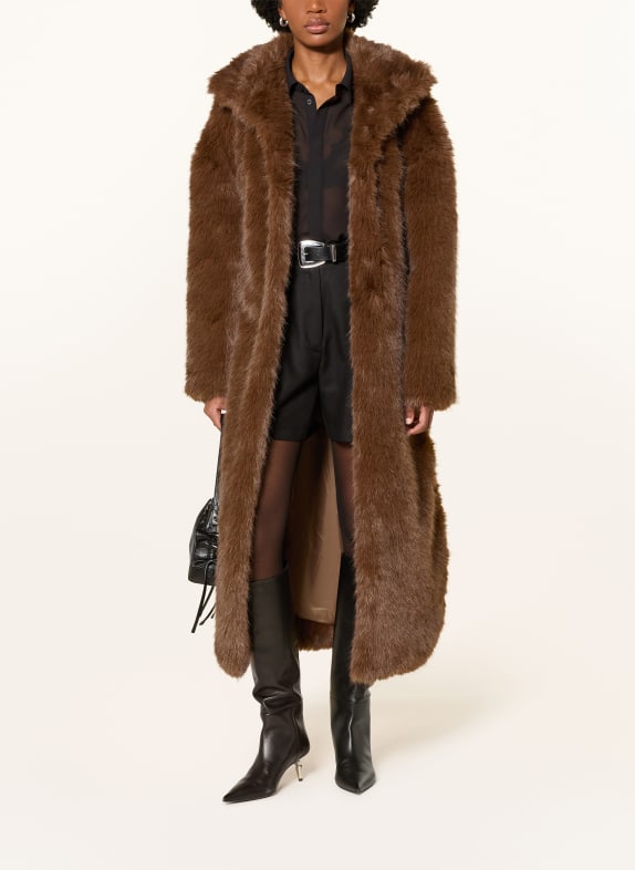 The Frankie Shop Manteau en fourrure synthétique RAVELLO MARRON