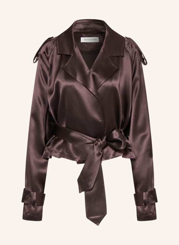 The Frankie Shop Zavinovací halenka SIMONA ze saténu TMAVĚ HNĚDÁ