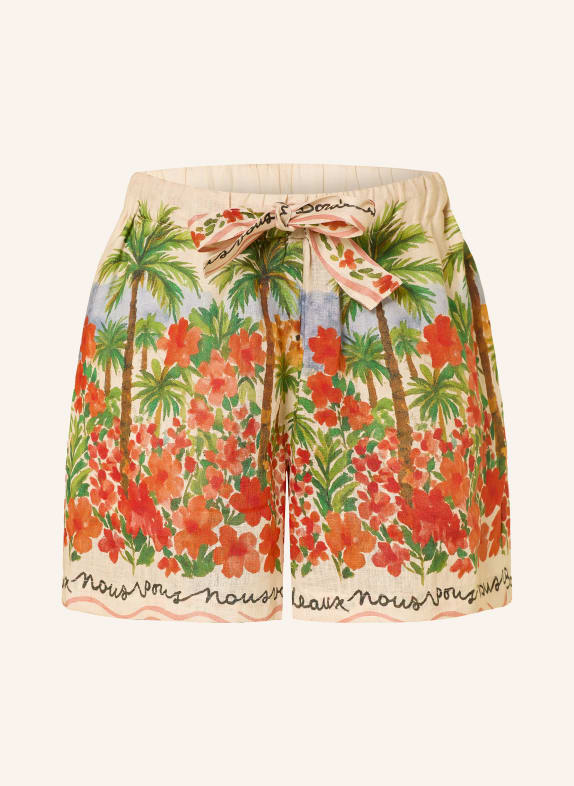 MRS & HUGS Leinenshorts HELLBRAUN / ROT / GRÜN