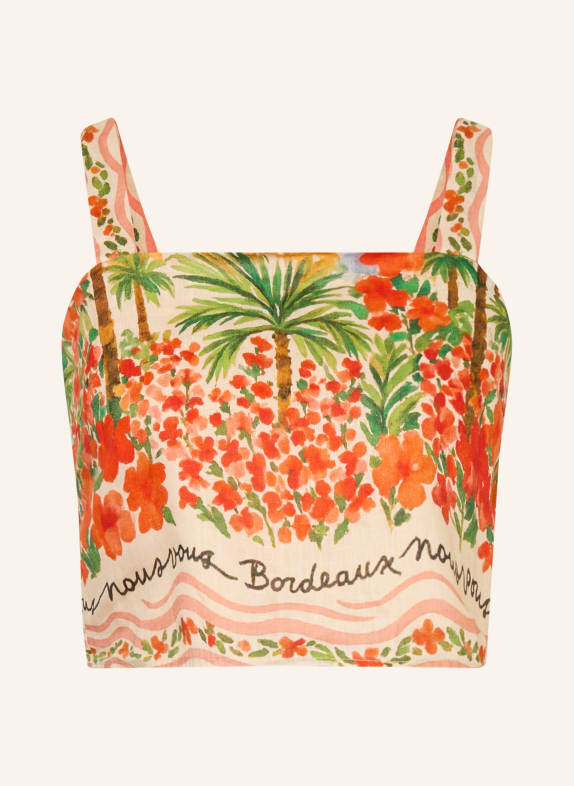 MRS & HUGS Bluzka z lnu JASNOBRĄZOWY / CZERWONY / ZIELONY