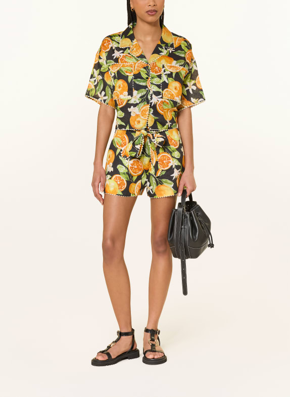 MRS & HUGS Linnen shorts ZWART / ORANJE / GROEN