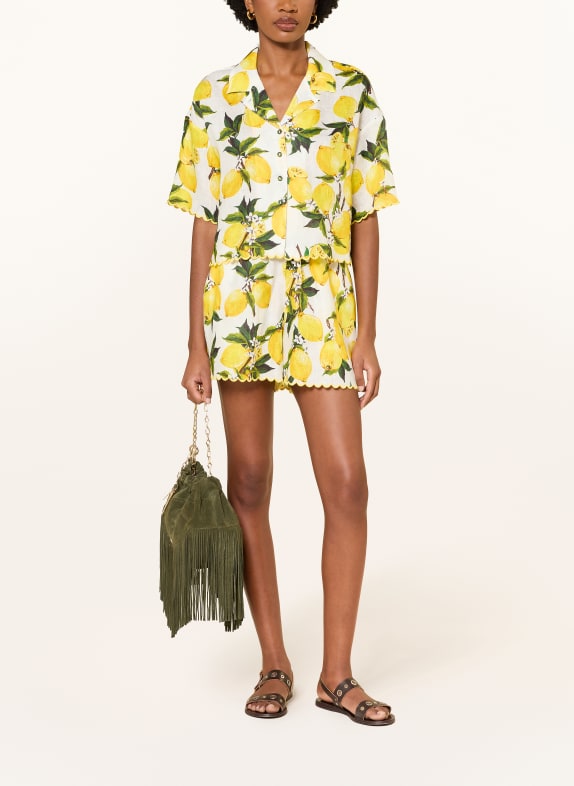 MRS & HUGS Linnen shorts GEEL / GROEN / WIT